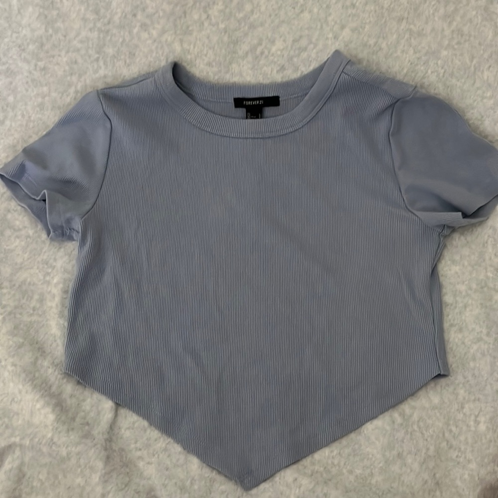 forever 21 baby blue crop top